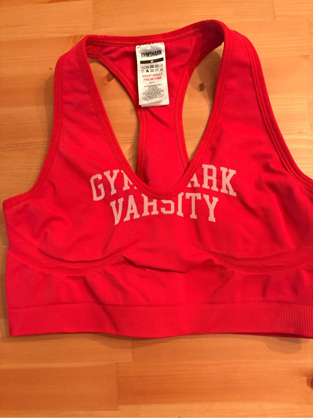 Gymshark Red Varsity Racerback Sports Bra - Picture 2 of 9